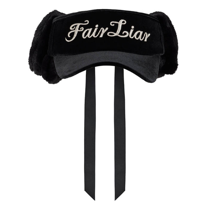 Fairliar Velvet Golf Visor with Ribbon Black - FW25 Women