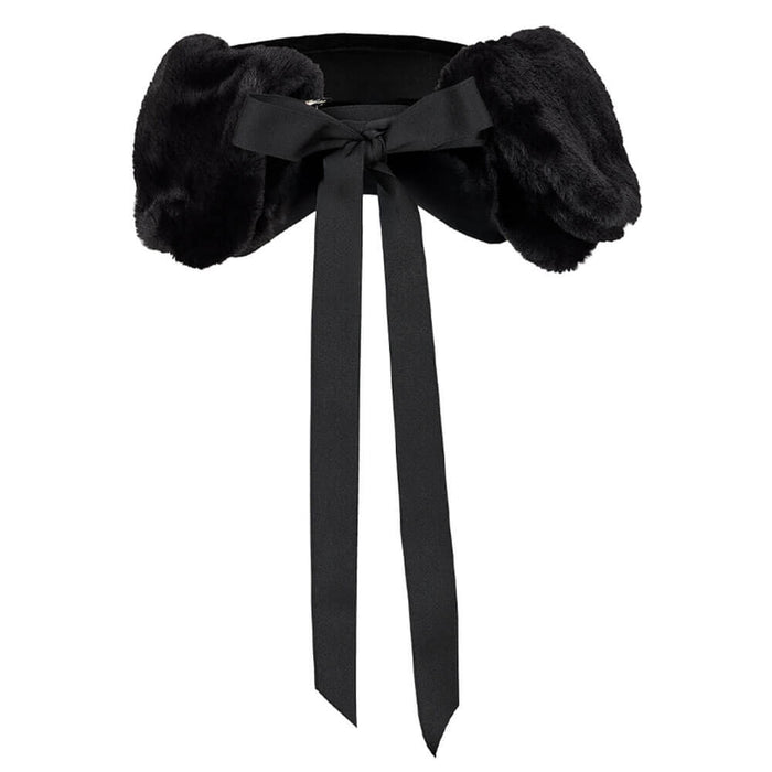 Fairliar Velvet Golf Visor with Ribbon Black - FW25 Women