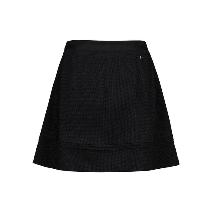 Fairliar Waffle Banded Shirred Golf Skirt Black - SS26 Women