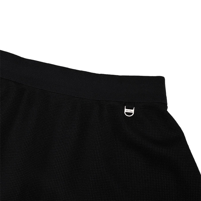 Fairliar Waffle Banded Shirred Golf Skirt Black - SS26 Women