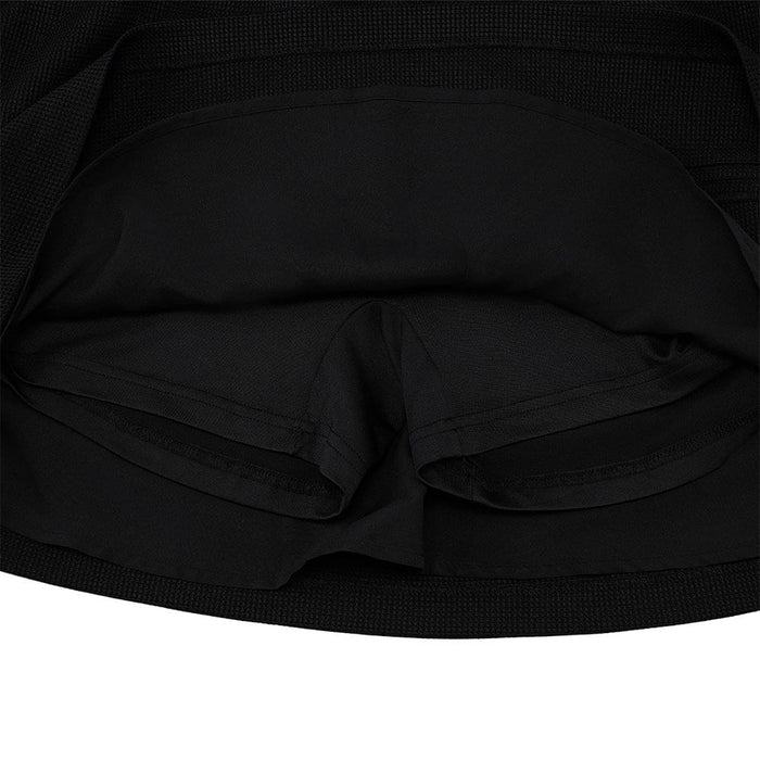 Fairliar Waffle Banded Shirred Golf Skirt Black - SS26 Women