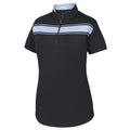 FootJoy Baby Pique Engineered Stripe Zip Golf Pullover Black/Surf/White - SS19 Women