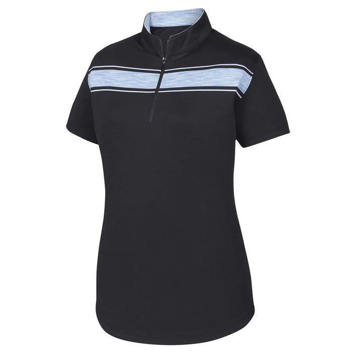 FootJoy Baby Pique Engineered Stripe Zip Golf Pullover Black/Surf/White - SS19 Women
