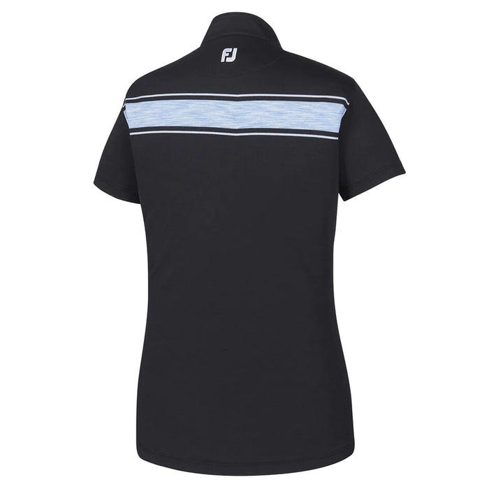FootJoy Baby Pique Engineered Stripe Zip Golf Pullover Black/Surf/White - SS19 Women