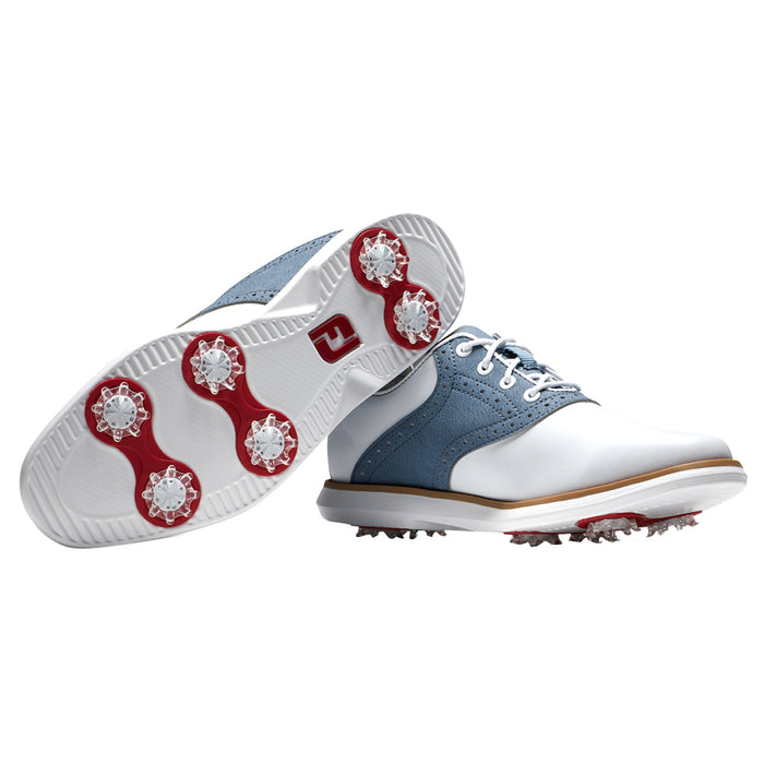 FootJoy FJ Traditions Golf Shoes Previous Season Style White/Blue/White - 21 Women