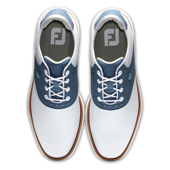 FootJoy FJ Traditions Golf Shoes Previous Season Style White/Blue/White - 21 Women