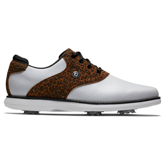 FootJoy Traditions Golf Shoes Previous Season Style White/Tan/Leopard Print - 24 Women