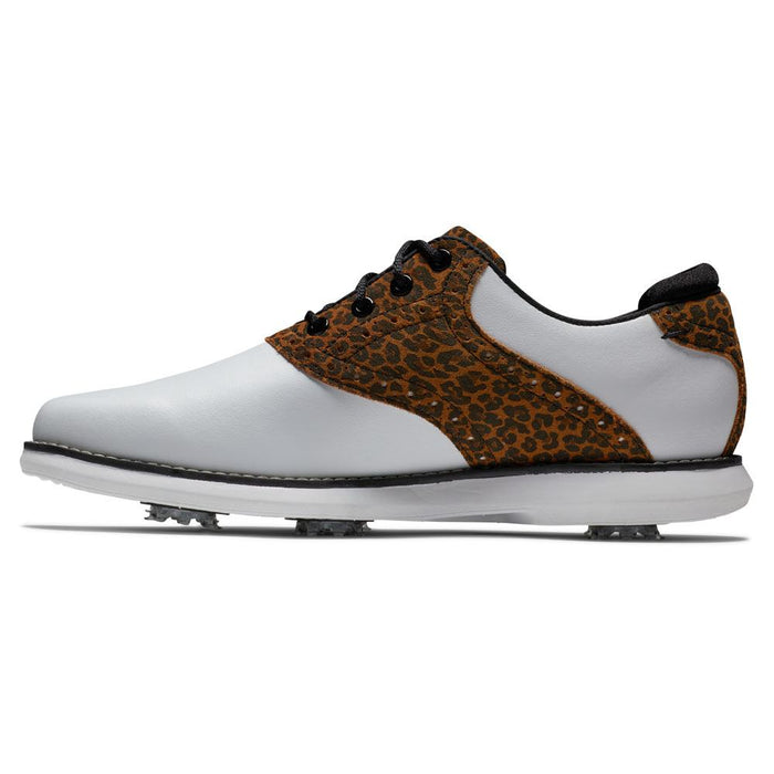 FootJoy Traditions Golf Shoes Previous Season Style White/Tan/Leopard Print - 24 Women