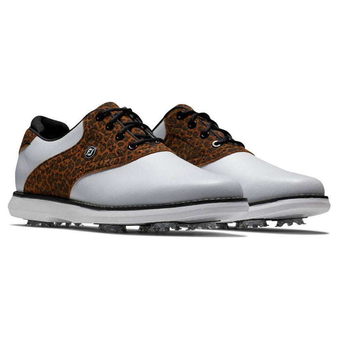 FootJoy Traditions Golf Shoes Previous Season Style White/Tan/Leopard Print - 24 Women