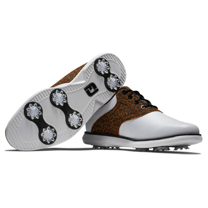 FootJoy Traditions Golf Shoes Previous Season Style White/Tan/Leopard Print - 24 Women