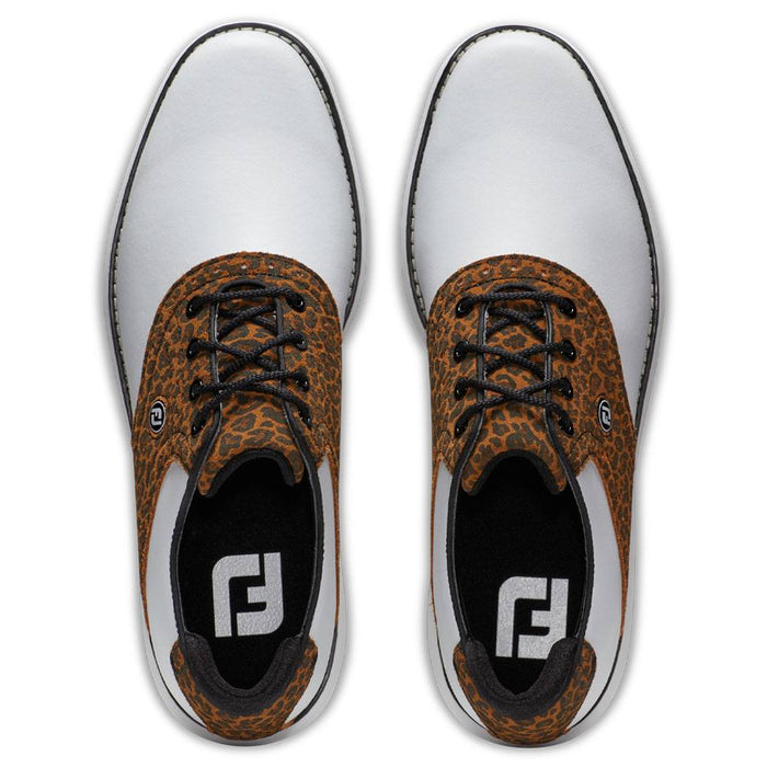 FootJoy Traditions Golf Shoes Previous Season Style White/Tan/Leopard Print - 24 Women