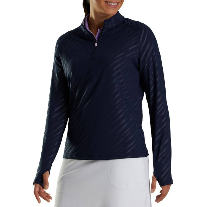 FootJoy Half-Zip Embossed Golf Pullover Navy - FA23 Women