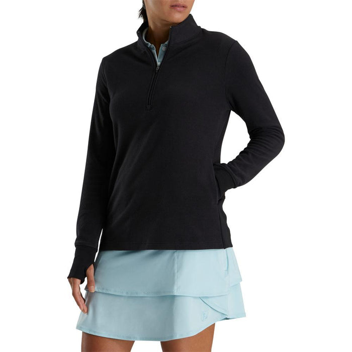FootJoy Half-Zip Fleece Mid Layer Golf Pullover Black - FA23 Women