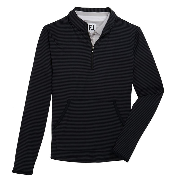 FootJoy Half-Zip Tonal Stripe Midlayer Golf Pullover Black - FW22 Women