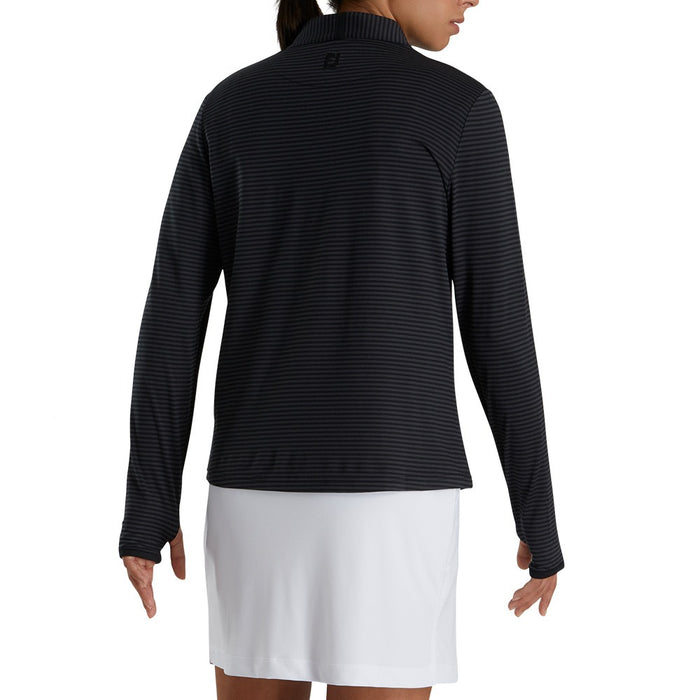 FootJoy Half-Zip Tonal Stripe Midlayer Golf Pullover Black - FW22 Women