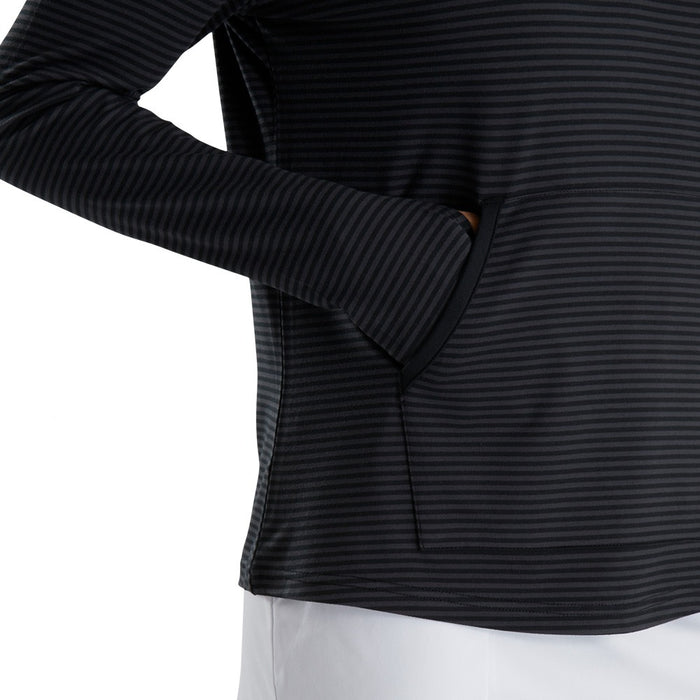 FootJoy Half-Zip Tonal Stripe Midlayer Golf Pullover Black - FW22 Women