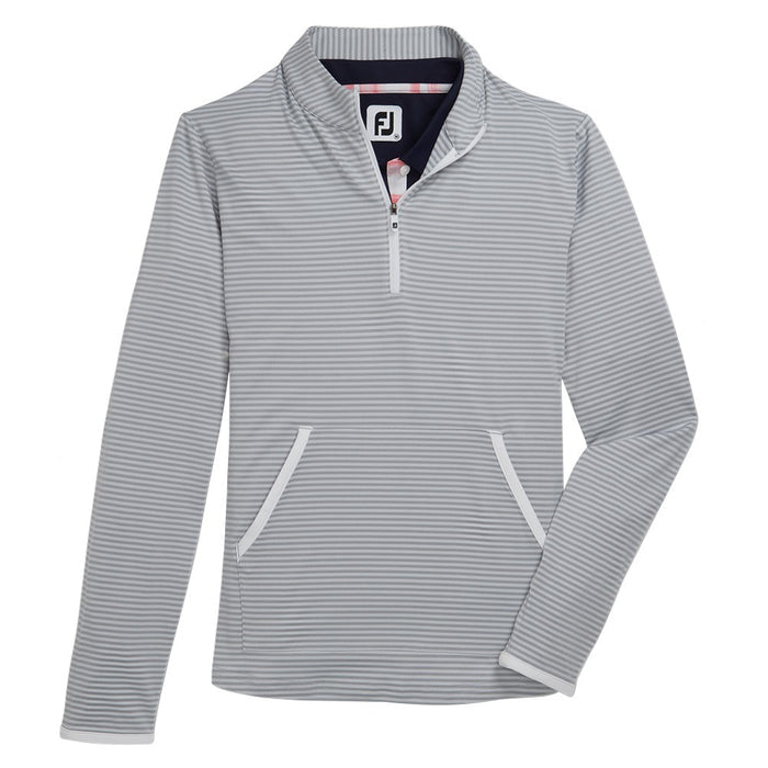 FootJoy Half-Zip Tonal Stripe Midlayer Golf Pullover Gray - FW22 Women