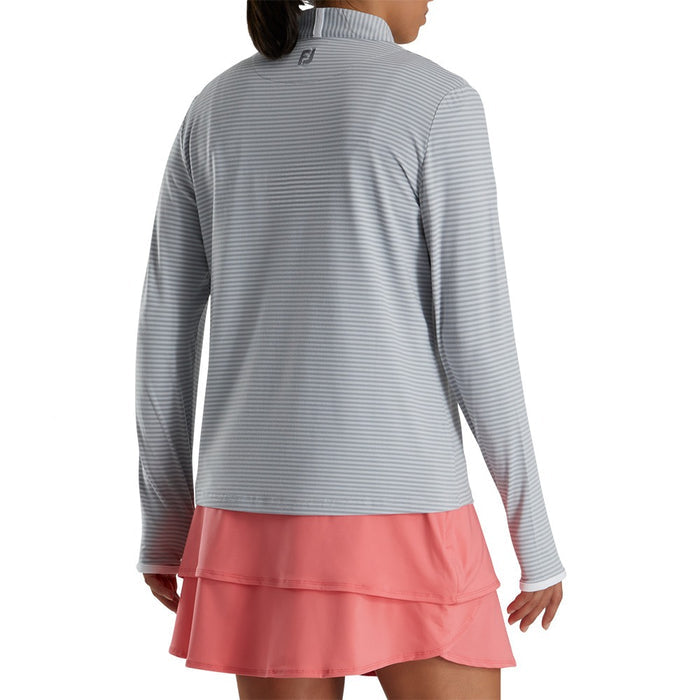 FootJoy Half-Zip Tonal Stripe Midlayer Golf Pullover Gray - FW22 Women