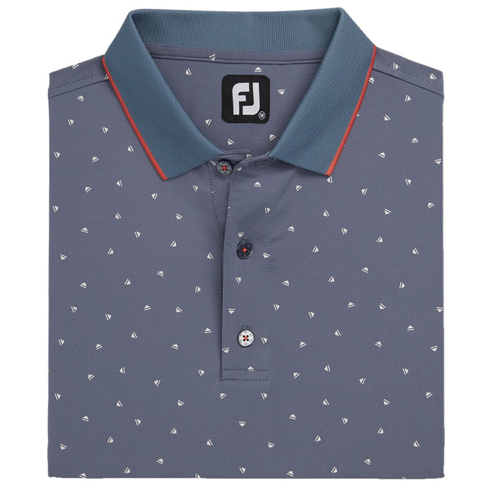 FootJoy Push Play Print Lisle Knit Collar Golf Polo Graphite/White - SS22 Men