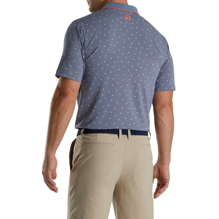 FootJoy Push Play Print Lisle Knit Collar Golf Polo Graphite/White - SS22 Men