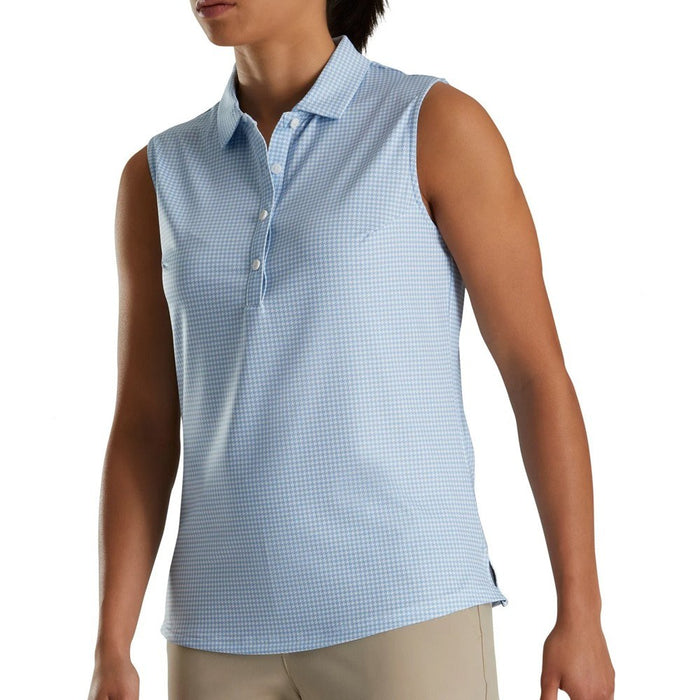 FootJoy Sleeveless Essential Golf Polo Blue Houndstooth - SS22 Women