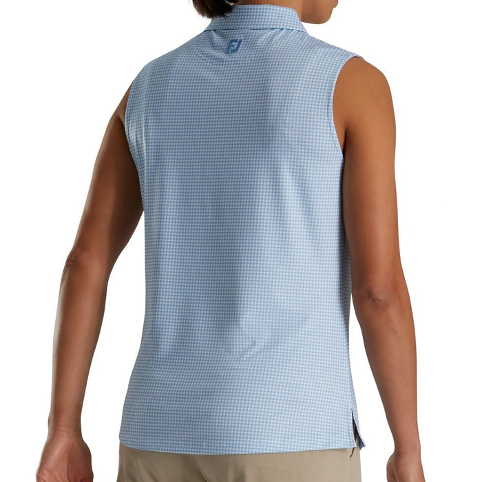 FootJoy Sleeveless Essential Golf Polo Blue Houndstooth - SS22 Women