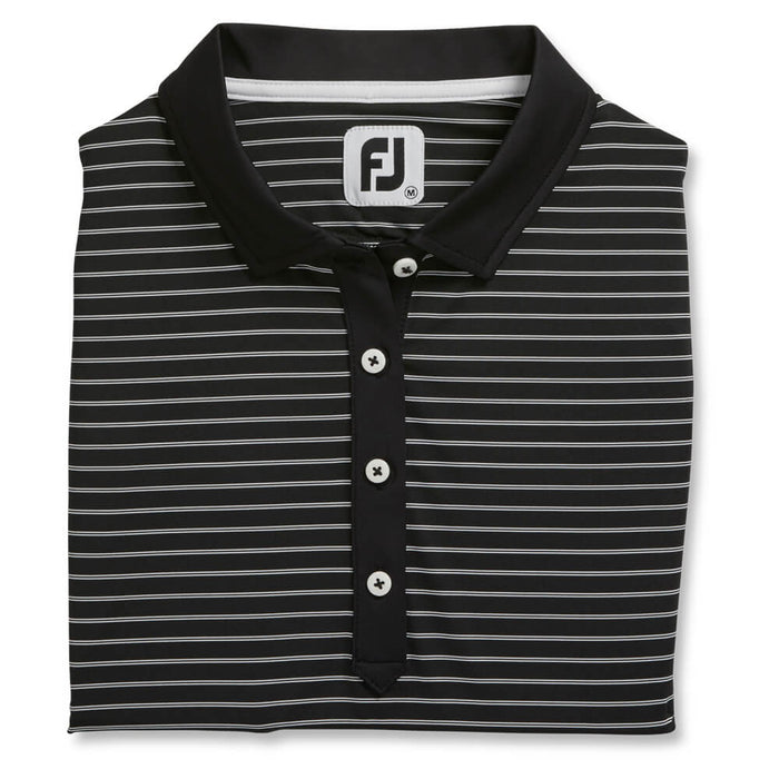 FootJoy Sleeveless Pinstripe Shirt Golf Polo Black - SS21 Women