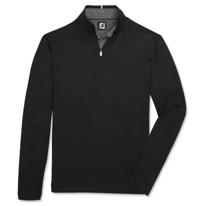 FootJoy Tonal Print Mid Layer Golf Pullover Black - FA23