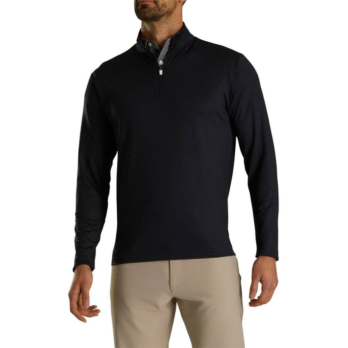 FootJoy Tonal Print Mid Layer Golf Pullover Black - FA23