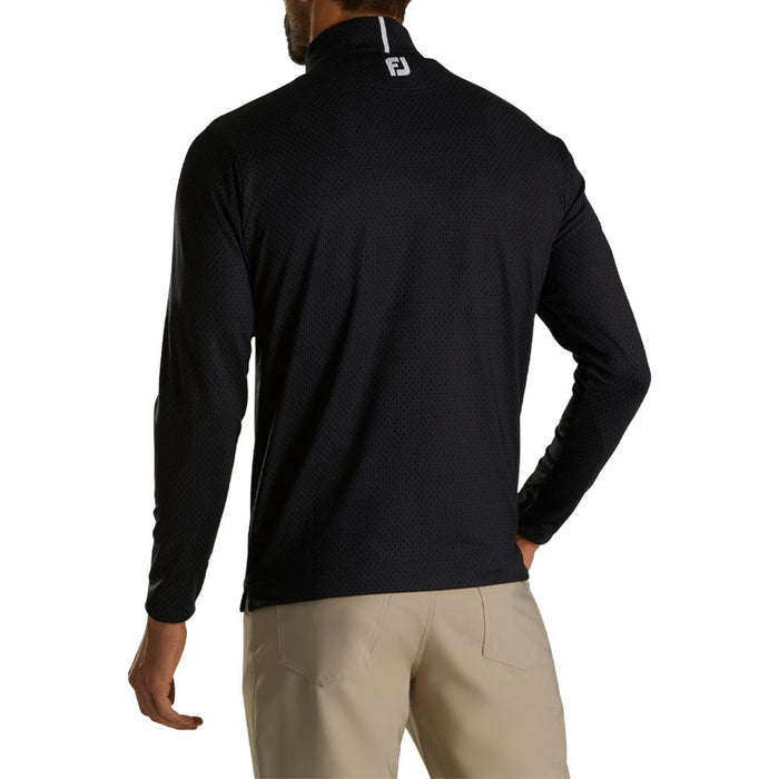 FootJoy Tonal Print Mid Layer Golf Pullover Black - FA23
