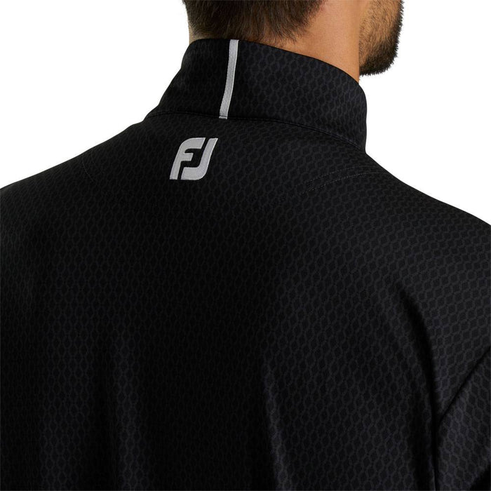 FootJoy Tonal Print Mid Layer Golf Pullover Black - FA23