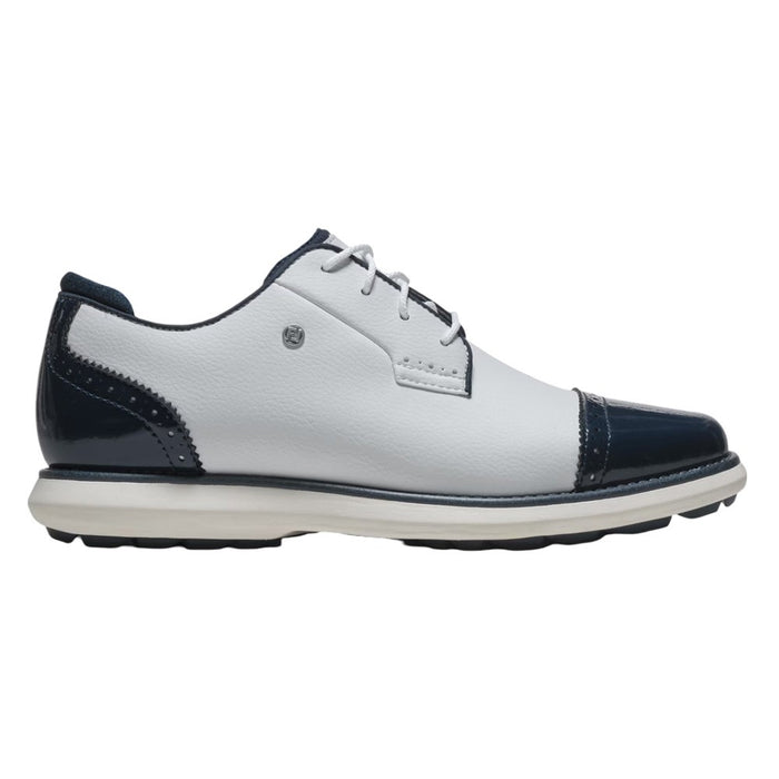 FootJoy Traditions Cap Toe Spikeless Golf Shoes White/Navy - SP26 Women