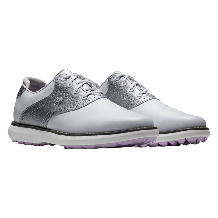 FootJoy Traditions Spikeless Golf Shoes Previous Season Style White/Silver - 24 Women