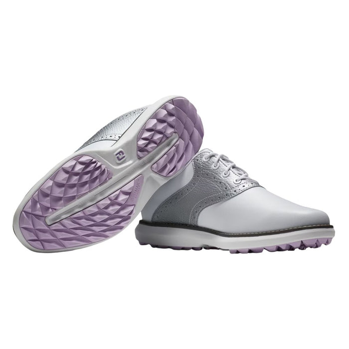 FootJoy Traditions Spikeless Golf Shoes Previous Season Style White/Silver - 24 Women