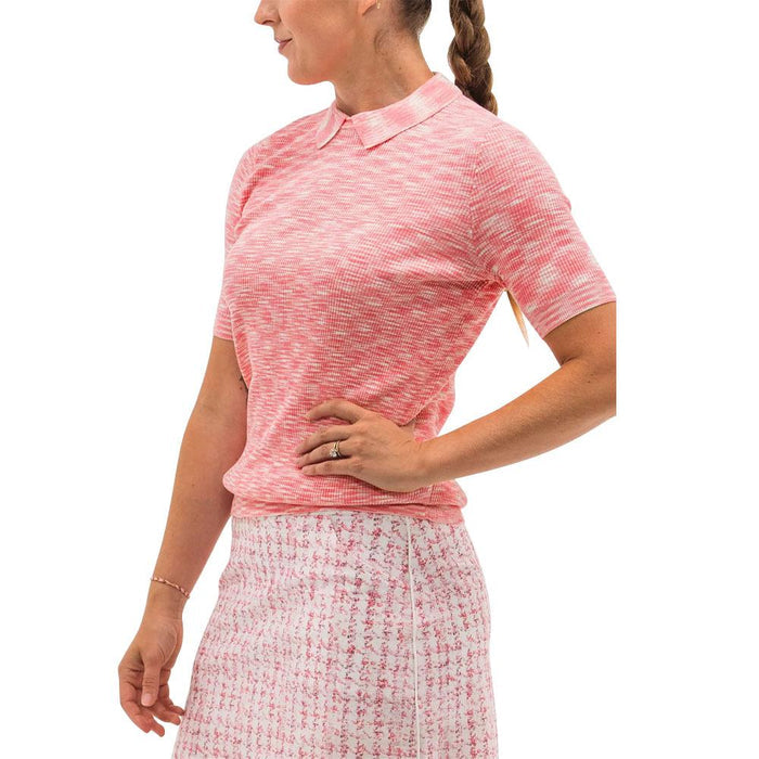 Foray Golf Space Dye Shortsleeve Knit Golf Polo Melange Pink - 23 Women
