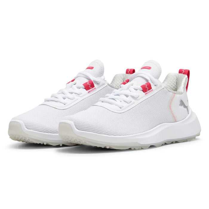 PUMA Fusion Crush Sport Junior Spikeless Golf Shoes White/Garnet Rose - 24 Boys