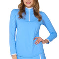 G Lifestyle Color Block Trim Q Zip Golf Pullover Bright Peri/White - SS25 Women