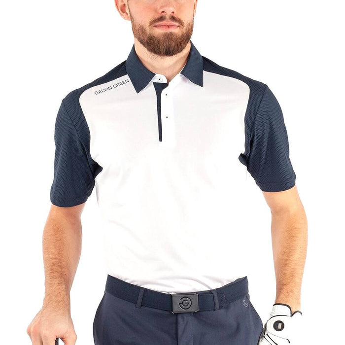 Galvin Green Massimo Ventil8 Plus Golf Polo White/Navy - FW22