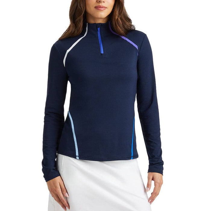 Gfore Colour Block Luxe Staple Quarter Zip Golf Pullover Twilight - SP24 Women