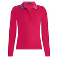 Gfore Contrast Collar Ribbed Tech Nylon Longsleeve Golf Polo Framboise - SP25 Women