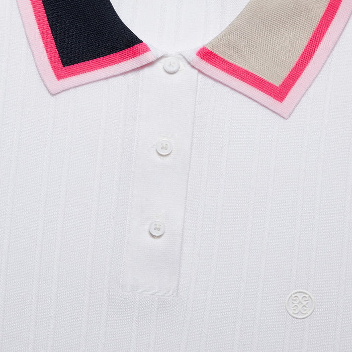 Gfore Cotton Blend Ribbed Shortsleeve Golf Polo Snow - FA24 Women