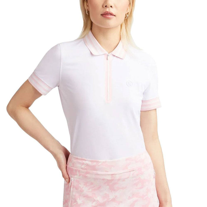 Gfore Embossed Logo Quarter Zip Tech Pique Golf Polo Snow - FA23 Women