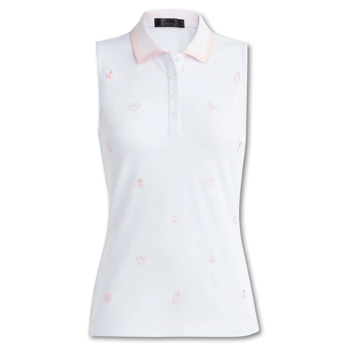 Gfore Embroidered Rib Collar Tech Pique Sleeveless Golf Polo Snow - FA23 Women