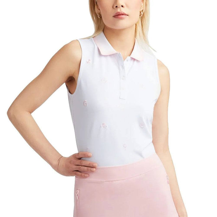 Gfore Embroidered Rib Collar Tech Pique Sleeveless Golf Polo Snow - FA23 Women