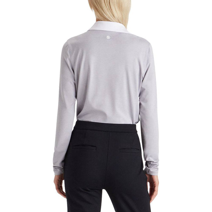 Gfore Multi V Tech Jersey Longsleeve Golf Polo Light Heather Gray - 23 Women