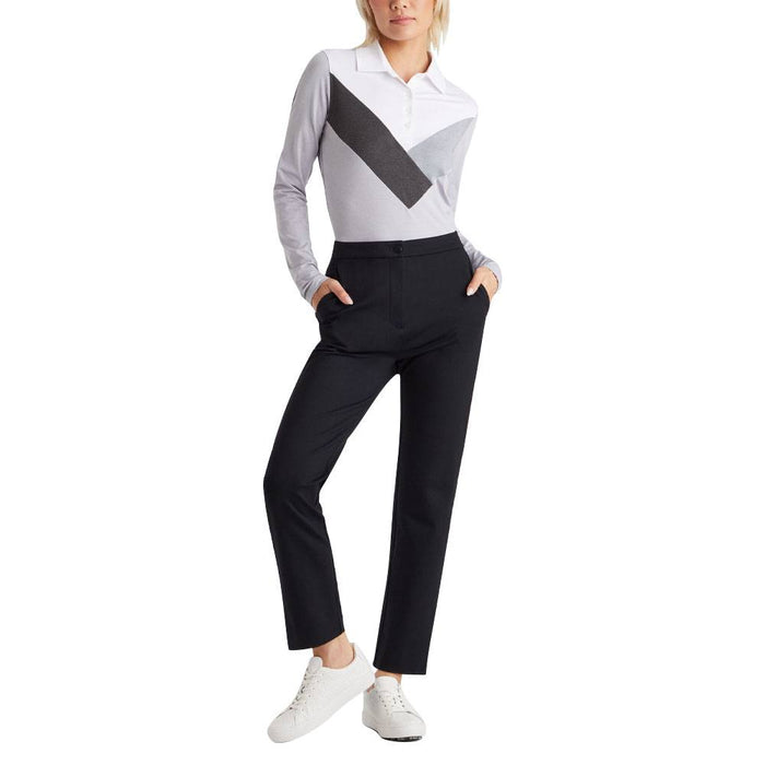 Gfore Multi V Tech Jersey Longsleeve Golf Polo Light Heather Gray - 23 Women