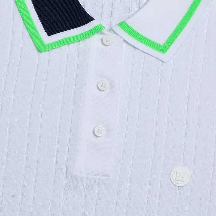 Gfore Ribbed Cotton Blend Sweater Golf Polo Snow/Acid Lime - SP25 Women
