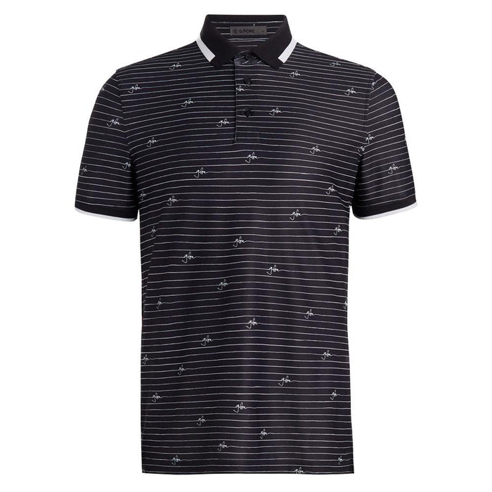 Gfore Script Stripe Tech Pique Banded Sleeve Golf Polo Onyx - SP24