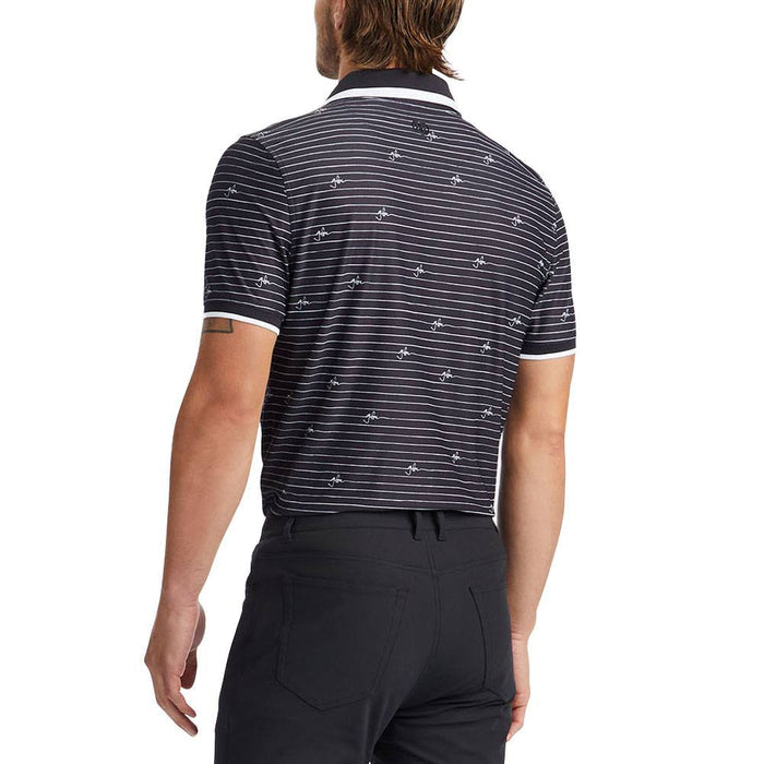 Gfore Script Stripe Tech Pique Banded Sleeve Golf Polo Onyx - SP24