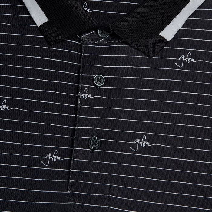 Gfore Script Stripe Tech Pique Banded Sleeve Golf Polo Onyx - SP24